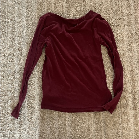 Vintage Old Navy Y2K Cotton Burgundy Red Babydoll Long Sleeve Top Medium - Picture 6 of 6
